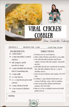 a recipe for chicken cobbler with instructions