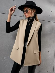 Shawl Neck Vest, Suit Vest Women, Sleeveless Blazer Vest, Sleeveless Blazer, Sleeveless Suit, Vest Blazer, Tops Casual, Looks Chic, Suit Vest