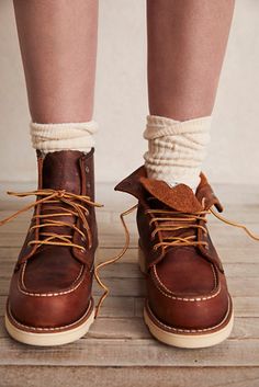 Red Wing 6" Classic Moc Boot | Free People Mucklucks Boots, Red Wing Outfit Woman, Red Wing Boots Outfit Women, Redwing Boots Women, Red Wings Aesthetic, Redwing Boots Outfit, Red Wings Boots Outfit, Red Wings Boots, Redwing Boots