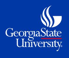 the logo for george state university on a blue background