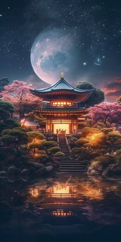 Night Landscape Photography, New Nature Wallpaper, Eiffel Tower Photography, Mountain Landscape Photography, Chinese Landscape, Japon Illustration, Japanese Landscape, Night Landscape, Moon Photography