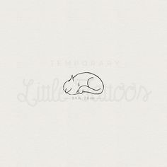 a black and white drawing of a sleeping cat with the words temporary on it's side