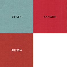 four different colors of fabric with the word state in white, red, blue and green