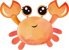 an orange crab with eyes and claws