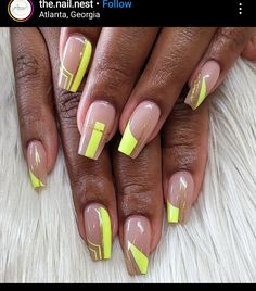 Nails On Dark Skin, Pink Overlay, Yellow Nails Design, Custom Press On Nails, Glam Nails, Short Acrylic Nails Designs, Oval Nails, Yellow Nails, Fabulous Nails