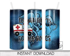 three personalized tumbles with medical symbols