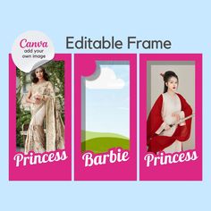 three different princesses are featured in this advertisement