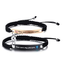 PRICES MAY VARY. The bracelets is a matching set, and features a customizable stainless steel ID plate for you to custom,with handmade and hand braided, Some engraving ideas for you: message,words,name,roman numeral,special date,initial,Coordinates etc. Personalized Lover Gift: Customized Couple bracelets are Ideal Gifts for husband, boyfriend, girlfriend, wife, lover, couple as a unique and meaningful gift for Valentine Day, Birthday, Christmas, Wedding, Engagement, Promise, Anniversary Day, We His Beauty Her Beast, Matching Bracelets For Couples, Long Distance Bracelets, Mutual Attraction, Bracelets For Couples, Relationship Bracelets, Distance Bracelets, Engraving Ideas, You Are My Person