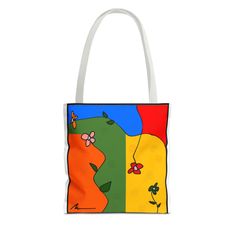 Add a splash of color to your everyday life with this stunning floral tote bag! This reusable shopper is perfect for carrying your essentials in style. Whether you're hitting the beach, going to the market, or simply running errands, this tote is both practical and fashionable.  Available in 3 sizes: * 13 * 13 inches (33.02 cm) * 16 * 16 inches (40.64 cm) * 18 * 18 inches (45.72 cm) * The width in all 3 options is 3.46 inches (8.80 cm) Two handle colors options: * White * Black  Please note: - M Colorful Artistic Bags For Everyday Use, Artistic Multicolor Canvas Bag For Everyday Use, Artistic Multicolor Canvas Bag For Everyday, Artistic Rectangular Summer Bag, Everyday Artistic Multicolor Canvas Bag, Artistic Multicolor Canvas Bag, Artistic Summer Bags For Everyday Use, Colorful Everyday Tote Bag, Artistic Yellow Tote Bag