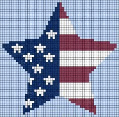 an american flag cross stitch pattern on a blue background