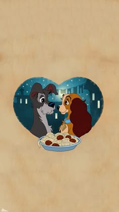 lady and the tramp eating spaghetti together