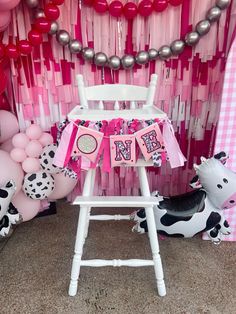 a pink and black cow themed birthday party