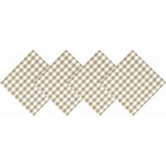 four brown and white checkered napkins on a white background