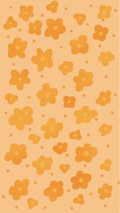 an orange and yellow background with small dots on the bottom half of it, as well as flowers in the middle