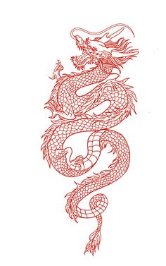 a red dragon tattoo design on a white background