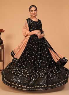 Lehenga Choli Pakistani, Black Lehenga Choli, Black Lehenga