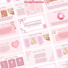 a pink presentation board with hearts and ribbons