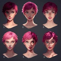 the different types of pink hair are shown in this drawing lesson, which shows how to draw