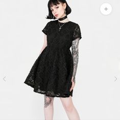 Never Worn Or Tried On New With Taggies Size 12uk/Us8 Pit-19 Waist-16 Overall-33 1/2 Has Hidden Zipper In The Back :> A Beautiful Dress But I Just Reach For It Bought Fron Uk Site! Gothic Spring Mini Dress, Spring Gothic Lace Dress, Gothic A-line Mini Dress For Spring, Gothic Spring A-line Mini Dress, Spring Gothic A-line Mini Dress, Spring Gothic Midi Dress, Black Gothic Mini Dress With Short Sleeves, Spring Gothic A-line Dress, Casual Lace Mini Dress With Short Sleeves