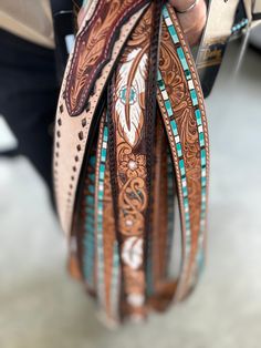 American Darling Genuine Leather- Colors may vary. Hand Tooled and Painted Removable Buckle Floral Belt, Leather Colors, Western Belt, Western Belts, Leather Projects, Pitcairn Islands, Leather Belts, Guinea Bissau, Mozambique