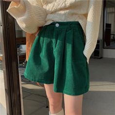 High Waist Casual Corduroy Shorts Pants – Tomscloth Look Retro, Corduroy Shorts, Shorts Pants, Character Outfits, Dream Clothes, Aesthetic Clothes, Pretty Outfits, Fashion Inspo Outfits, Outfit Of The Day