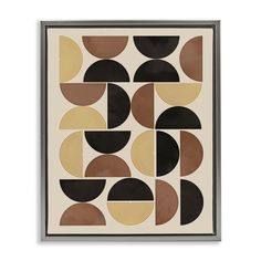 an art print with circles and lines in brown, beige and black on a white background