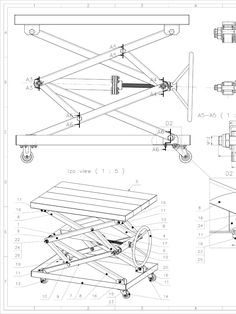 the plans for an airplane are shown in black and white, with diagrams on each side