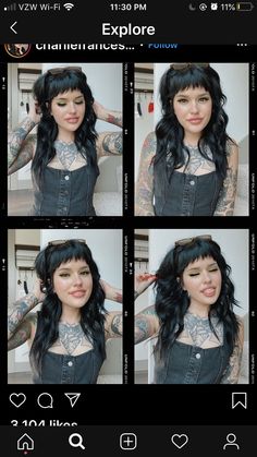 Long Fashion Mullet, Gothic Wolfcut, Haircuts For Romantic Body Type, Rock And Roll Hair Bangs, Short Dark Brown Hair Edgy, Fun Edgy Haircut, Long Shag Haircut With Micro Bangs, Goth Punk Hairstyles, Dark Alternative Hair