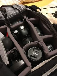 the camera bag is open and ready to be used