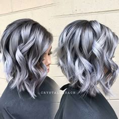 Arctic Fox Silver Hair Dye, Grey With Purple Highlights, Summer 2023 Hair Color Trends Short Hair, Pulp Riot Hair Color Ideas, Silver Hair Bob, Cool Grey Hair, Hair Dues, Vivid Hair, Frosted Hair