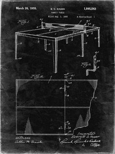 a ping pong table is shown in black and white