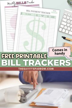 bill tracker with text overlay that reads free printable bill trackers