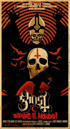 a movie poster with two skulls in the middle and an image of a cross on it