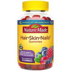 nature made hair - skin - nails gummies with raspberries and blueberries