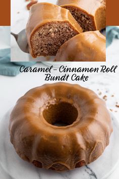 caramel cinnamon roll bundt cake and slice taken out Caramel Cinnamon Roll, Cinnamon Roll Bundt Cake, Bundy Cake, Easy Bundt Cake Recipes, Cake Bundt, Viral Recipes, Caramel Icing