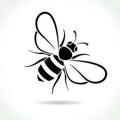 a black and white bee on a white background