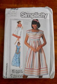 a woman's dress and top sewing pattern on a wooden table with the words simply written