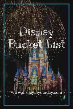 the disney bucket list with fireworks in the background