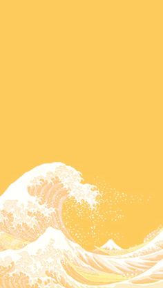 an orange and yellow background with white waves