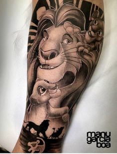 the lion king tattoo on the arm