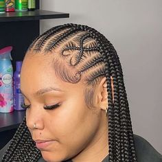 Straight Back Feed In Braids With Design, Fulani Braid, Fulani Braids Hairstyles, Hair Braid Designs, Braiding Styles, Protective Hairstyles For Natural Hair, Goddess Braids Hairstyles, Quick Natural Hair Styles, Braided Cornrow Hairstyles