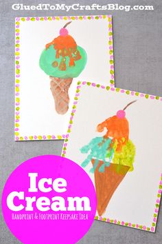 two ice cream cards with the words ice cream on them