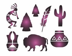 the silhouettes of native americans and animals