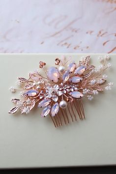 Pink Wedding Hair, Rose Gold Hair Accessories, Bridal Floral Headpiece, Prom Hair Accessories, Pearl Hair Vine, Floral Hair Pieces, Wedding Hair Piece, Hair Accessories Boho, Blush Bridal