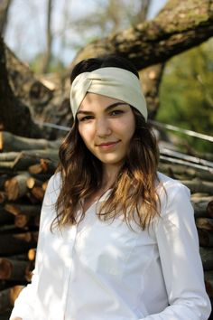 "LINEN HEADBAND  A light fabric headband is a great alternative to plastic headbands, it will help you create the perfect hairstyle. Additionally, it will protect your ears against wind and spring / summer cold. The band will also work well during a home SPA, when applying masks and other care rituals. -size: 9,5 x 24 cm measured flat (3,7'' x  9,4\") -fabric: Linen/ Cotton -wash at 40 degrees C. -do not tumble dry" Cream Hair Accessories With Matching Headband For Summer, Cream Headband For Summer, Adjustable Beige Headband For Spring, Beige Headband Headpiece For Summer, Beige Headband For Summer, Adjustable Cream Headwrap, Adjustable Cotton Sweatband Headband For Summer, Trendy Cotton Sweatband Headband, White Cotton Bandana Headband