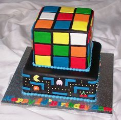 a cake made to look like a rubik cube