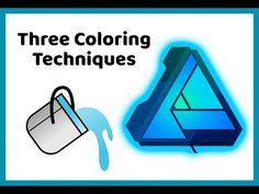 there is a blue and white sign with the words three coloring techniques on it, next to an image of a bucket