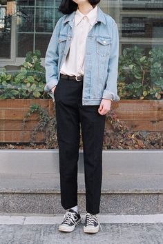 Denim Shirt Outfit, Jacket Shirt, Mode Inspo, Winter Mode, 가을 패션, Korean Street Fashion, Fashion Labels