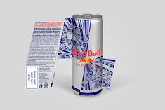 a can of red bull energy drink on a grey background