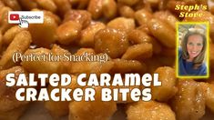 the salted caramel cracker bites are ready to be eaten for snacking